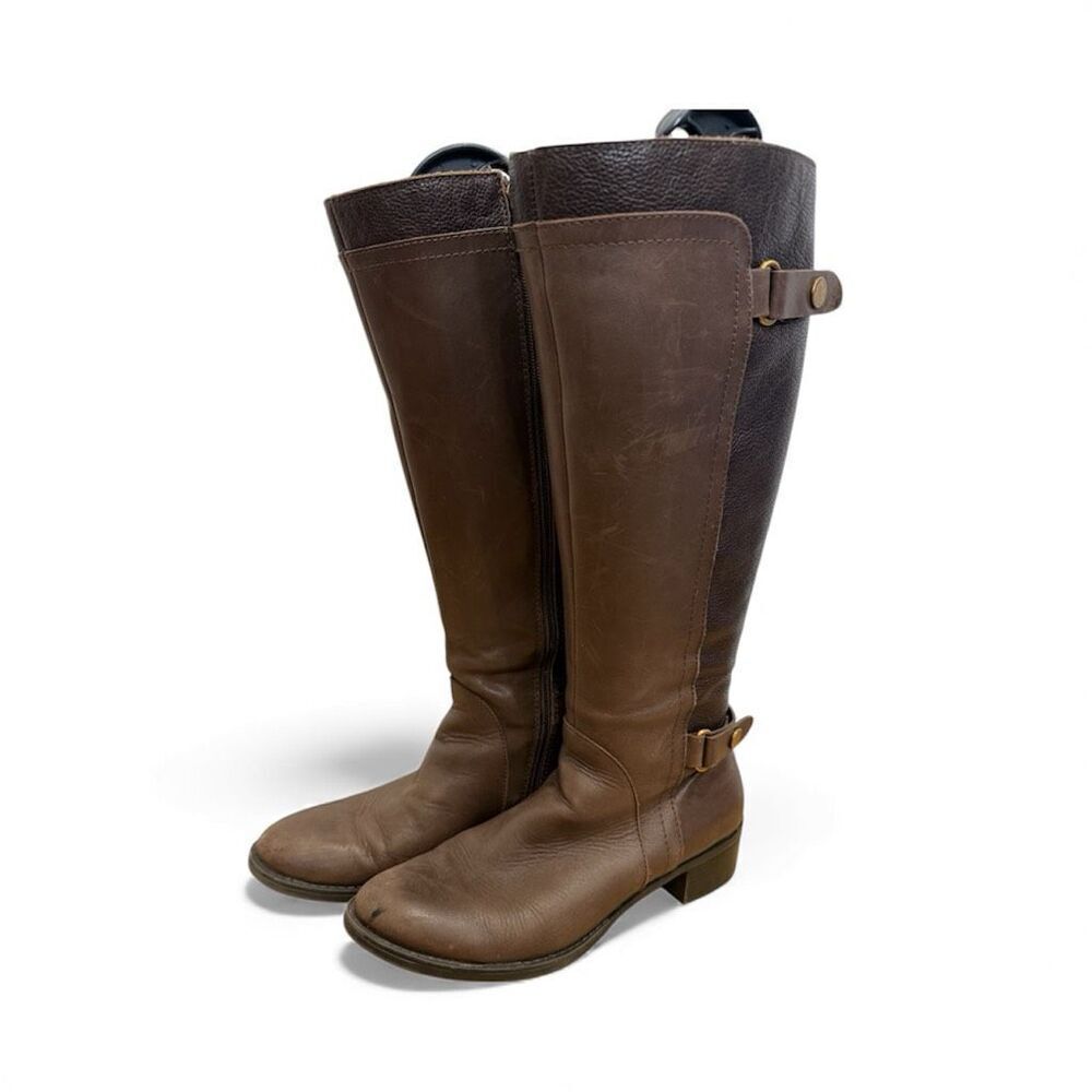 Franco Sarto L-Crash Brown Leather Tall Riding Boots Size 9.5